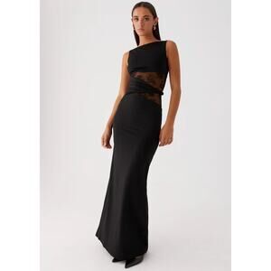 Peppermayo black karma lace maxi dress - size 2